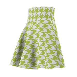 Women's Green Hounds-tooth Skater Skirt